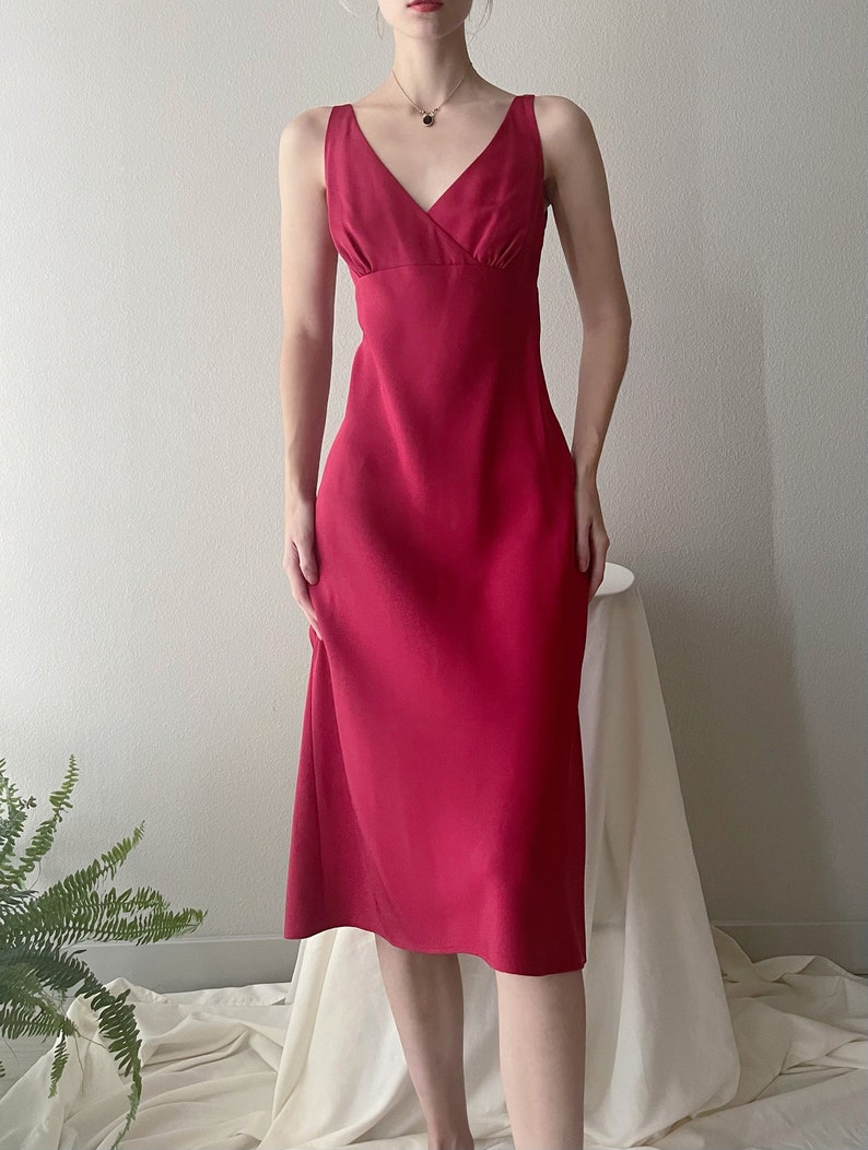 Vintage red silk gown dress size 8