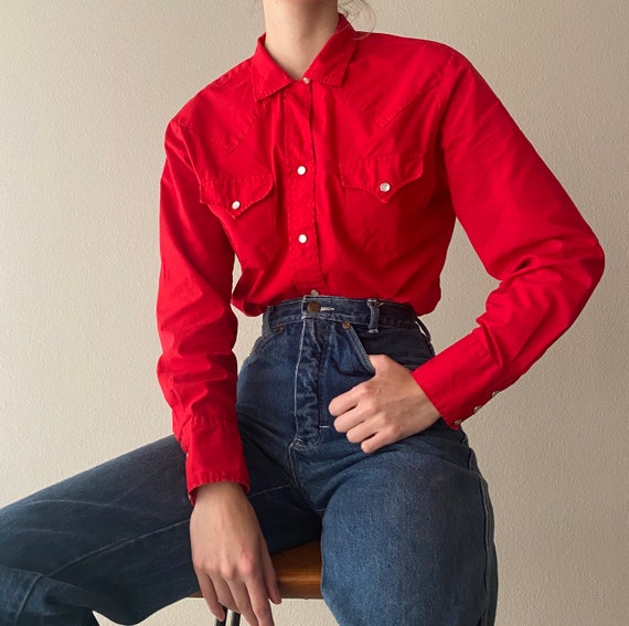 Vintage Western Style Inspired Red Blouse Size M | Etsy