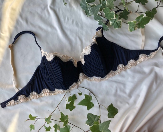 Vintage rare blue La Perla pleated bra, size 36C