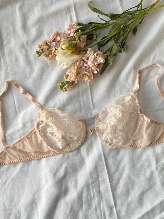 Vintage Valentino nude pink lace bra, size 34 C