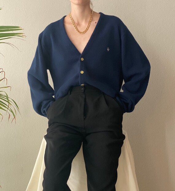 Vintage Dior navy blue cardigan sweater, size M