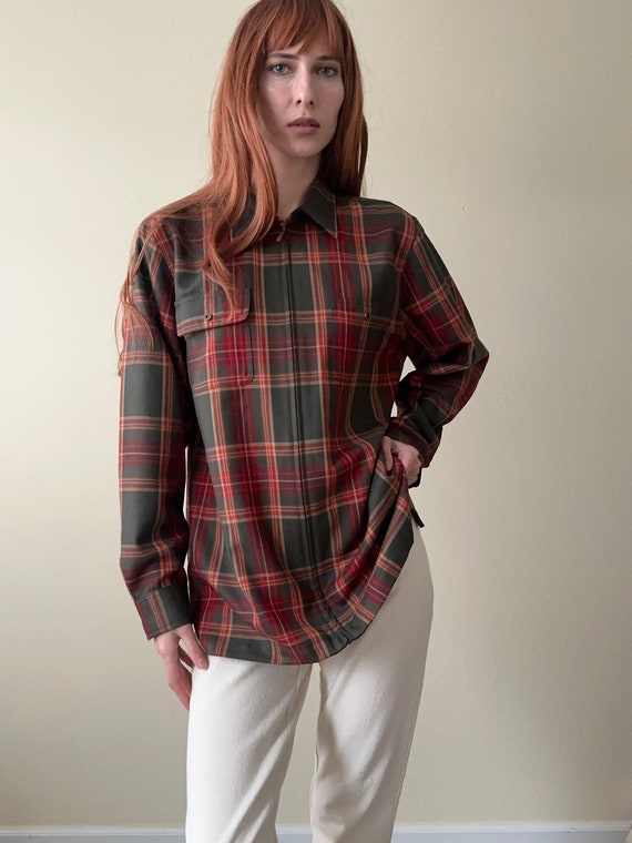 Vintage Ralph Lauren Wool Plaid Zip up Shirt, Size L - Etsy