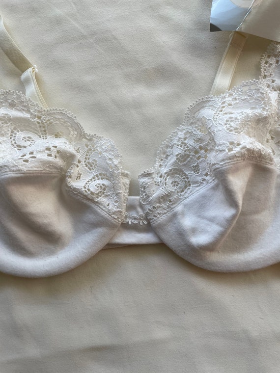 Vintage Dior white cotton bra, size 34C #10205 - image 3