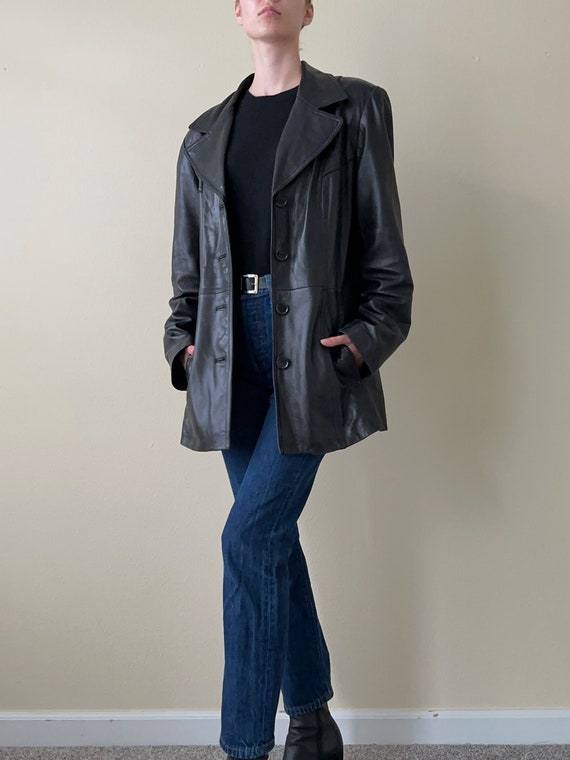Vintage 90s Classic Black Leather Jacket, Size L #10098 - Etsy
