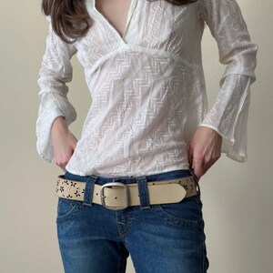 Vintage 70s beige wide leather belt, size L