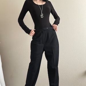 Vintage 70s black wool high waisted pants, size 10 28 image 5