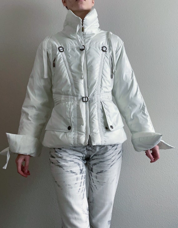 Rare Vintage Roberto Cavalli ivory bondage puffer 