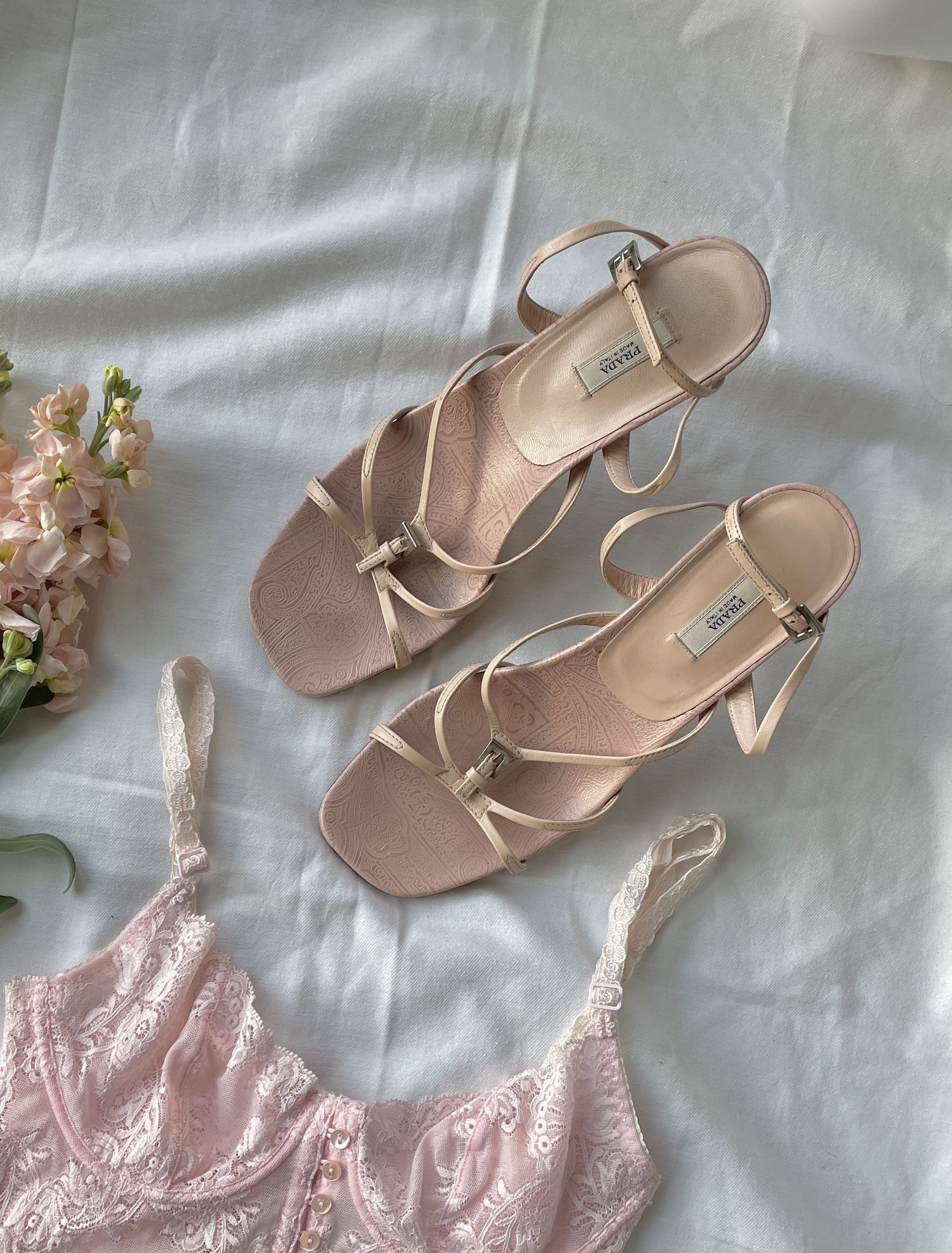 Vintage 90s Prada light pink/nude sandals, size 38
