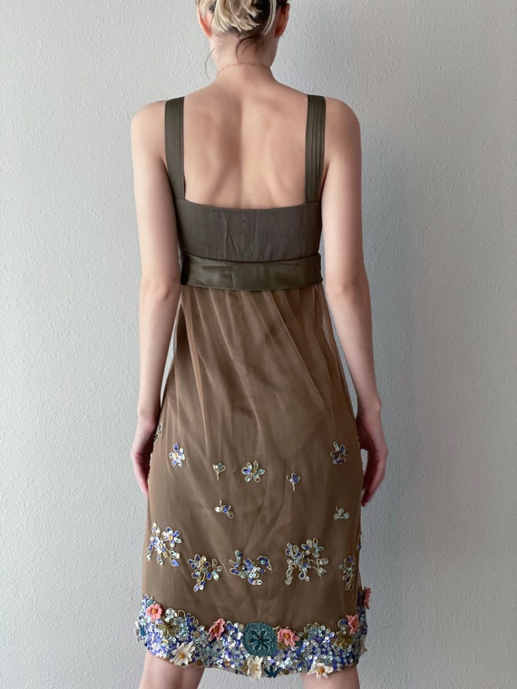 Vintage Y2K Galliano silk dress, mesh beaded over… - image 4