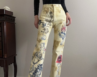 Roberto Cavalli 2003 tattoo tiger jeans, size L #10222