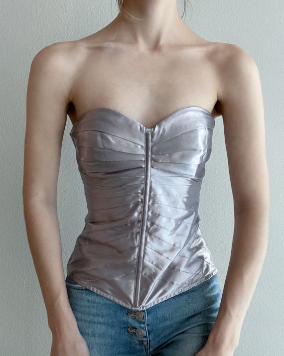 Vintage lavender pleated corset top, size M