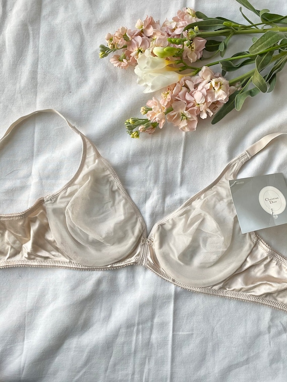 Vintage Christian Dior Nude Mesh Bra, Size 34C 