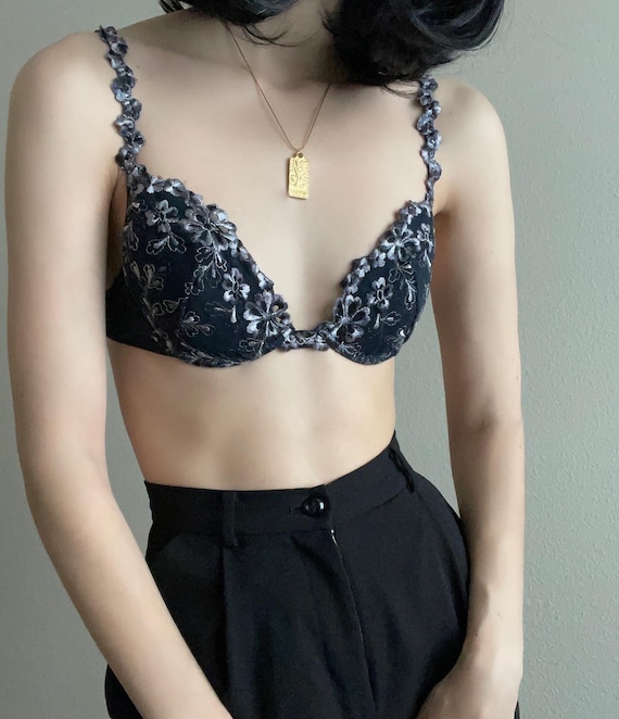 Vintage Marizia La Perla embroidered bra, size 36… - image 3