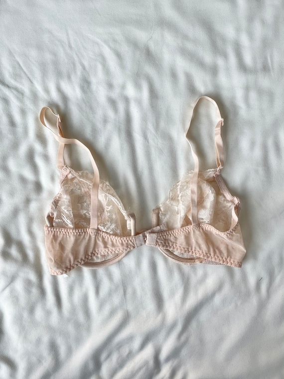 Vintage Valentino Nude Pink Lace Bra, Size 34 C 