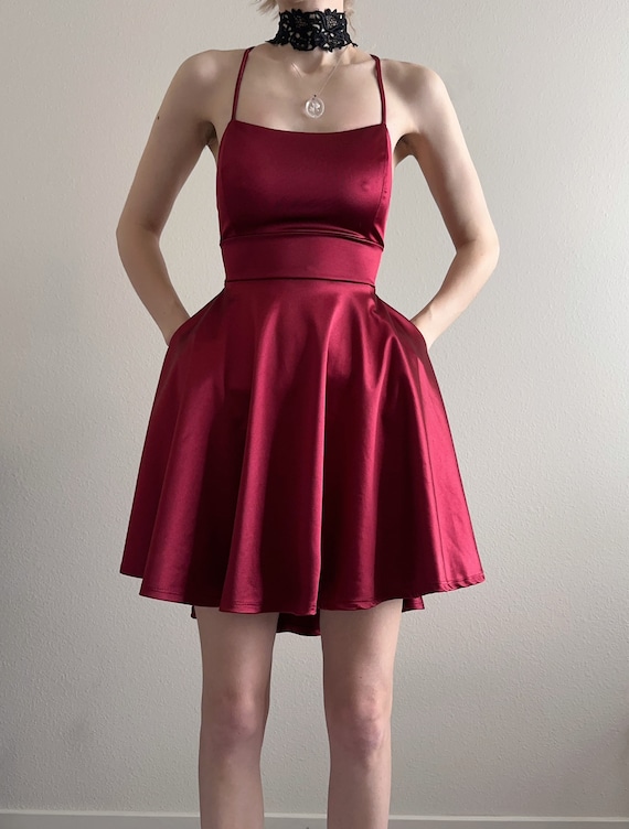 strapless open back dress ELLA STRAPLESS HEART EMBELLISHED LEATHER MINI DRESS IN RED – Bella Galvan main image 0