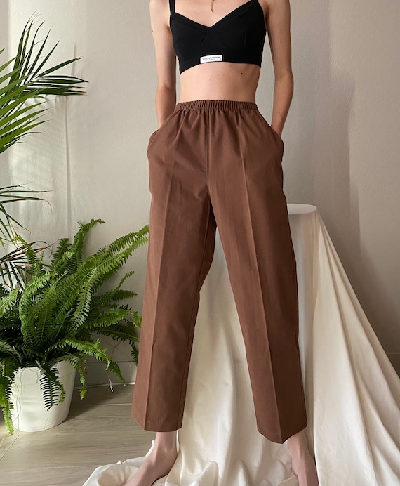 Vintage brown cotton easy pants, size 10P