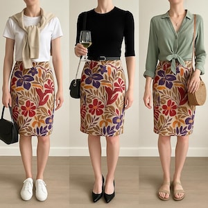Vintage Sonia Rykiel Paris floral linen skirt, size S