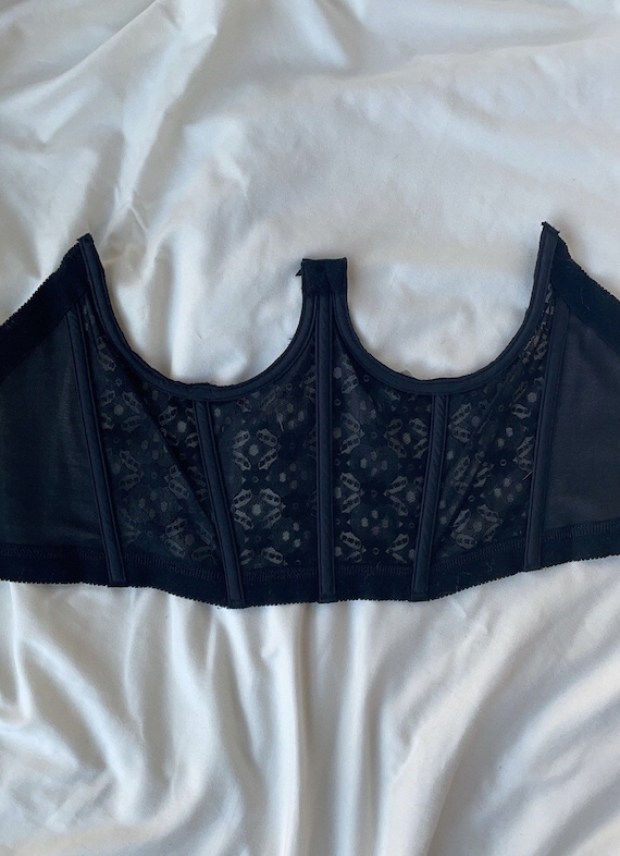 Vintage black lace underbust, size 38B