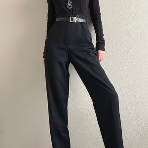 Vintage 70s black wool high waisted pants, size 10 28 image 1