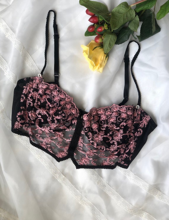 Vintage 80s Christian Dior bra bustier, black and