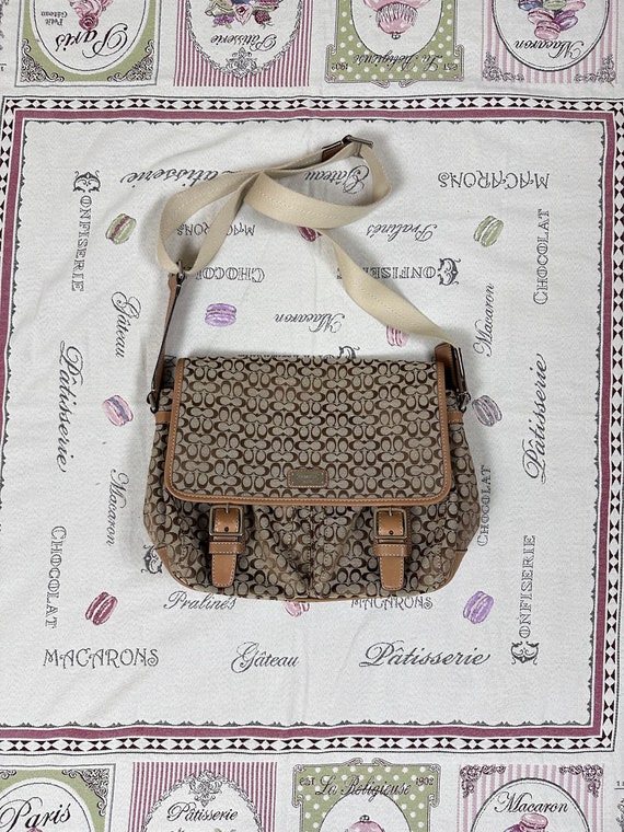 Vintage Coach Brown Monogram Courier Bag Leather Details Etsy UK