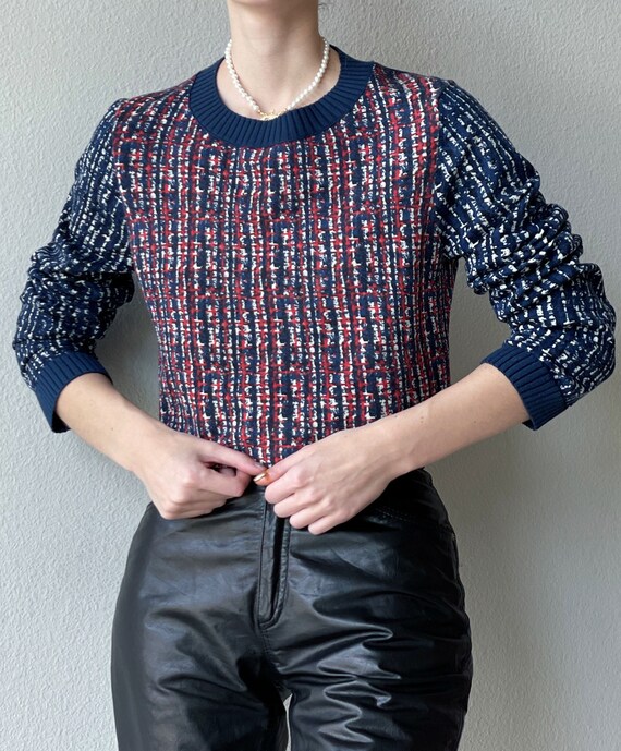 Vintage Tory Burch blue red white sweater, size L