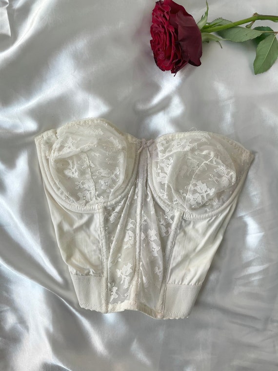 Vintage 60s ivory lace bustier, 38C