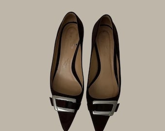 Vintage brown leather suede shoes, size 7 made in Italy