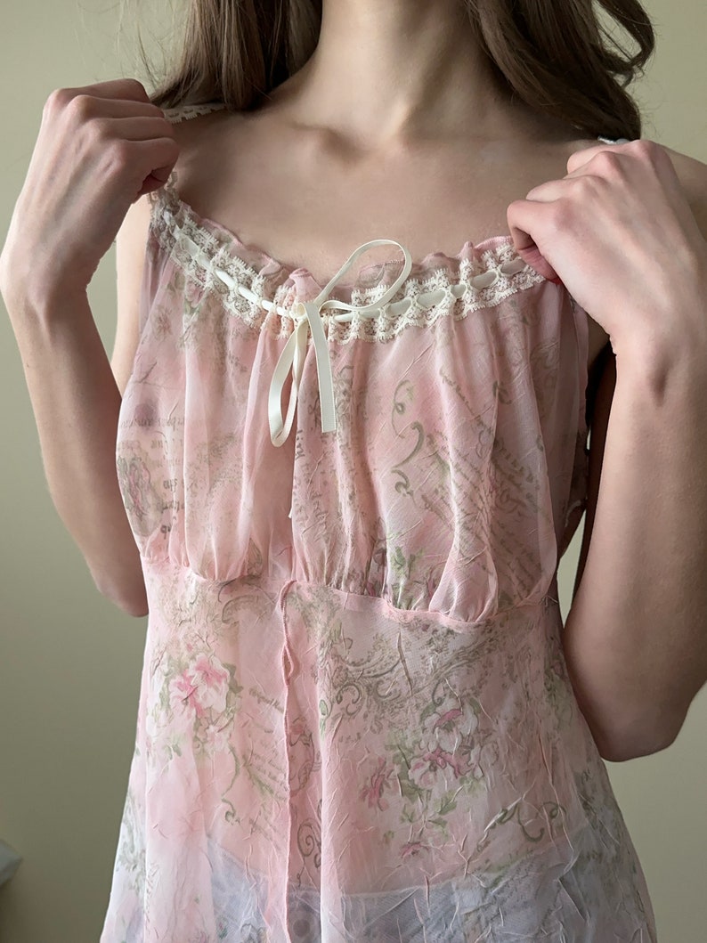 Y2k light pink babaydoll slip, size L XL image 2