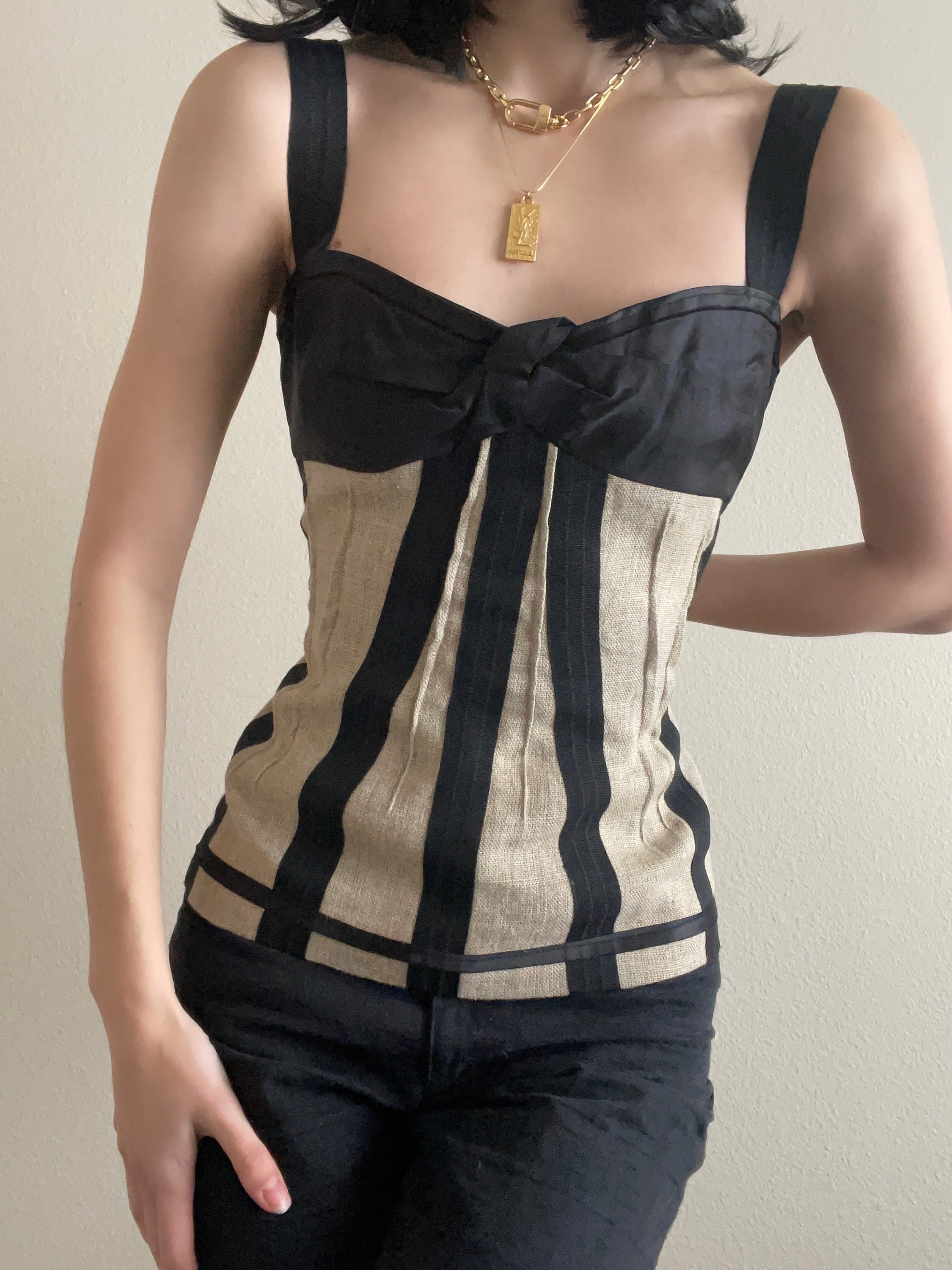Vintage Chantal Thomas corral black ruffled bra thong lingerie set
