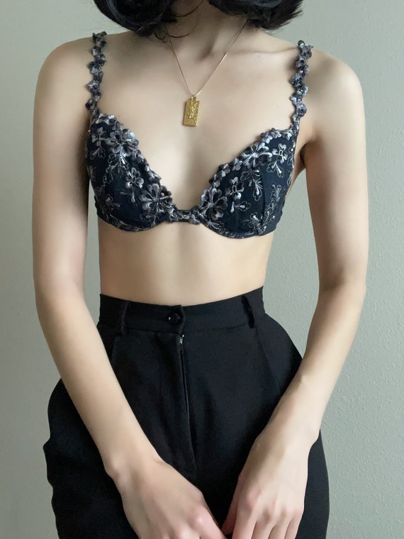 Vintage Marizia La Perla embroidered bra, size 36… - image 1