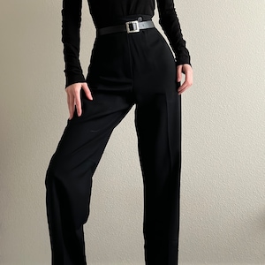 Vintage 70s black wool high waisted pants, size 10 28 image 2