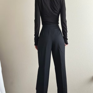 Vintage 70s black wool high waisted pants, size 10 28 image 4