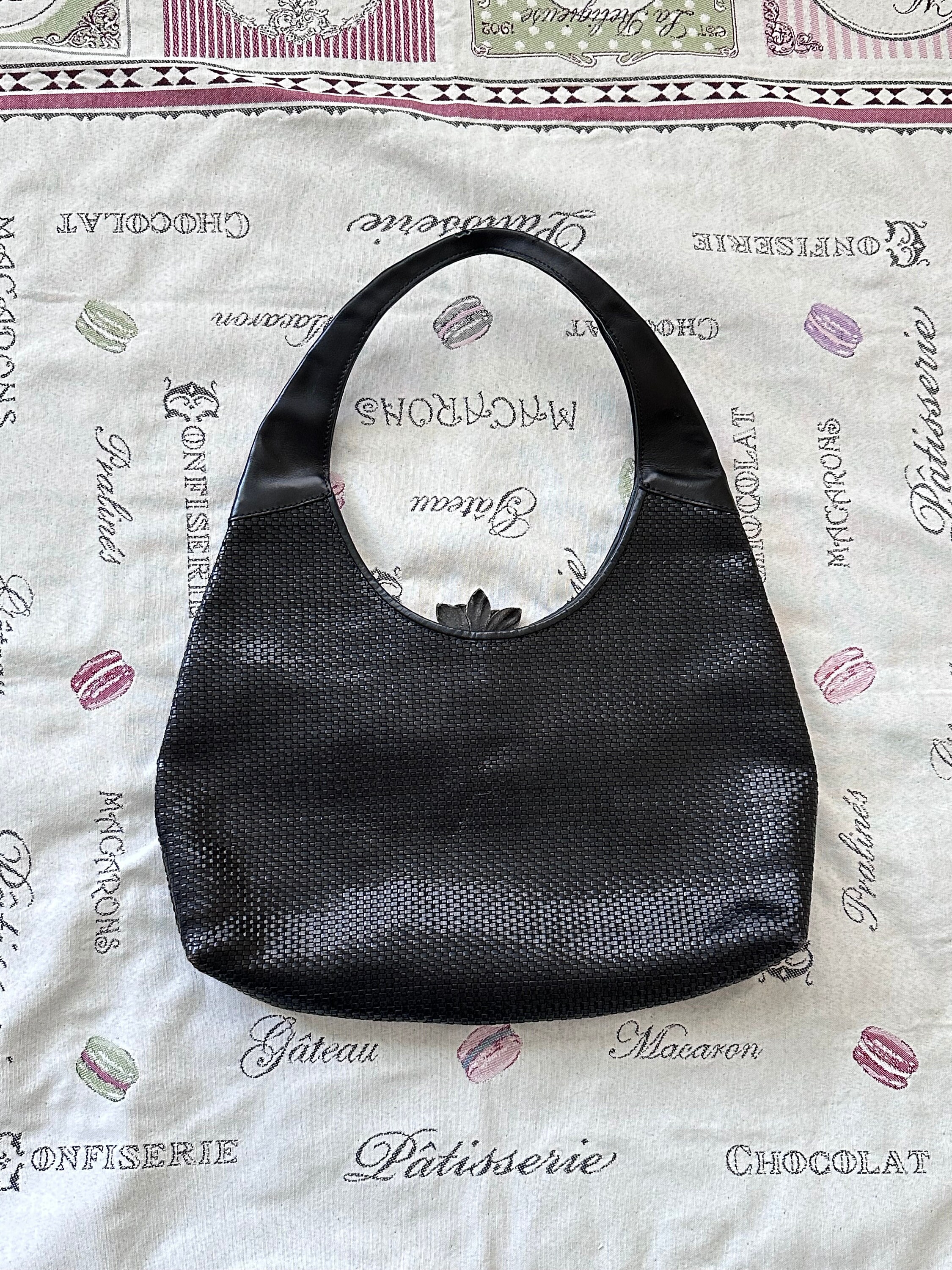 Vintage Paolo Masi Black Woven Leather Shoulder Bag Made in Italy  display picture 1