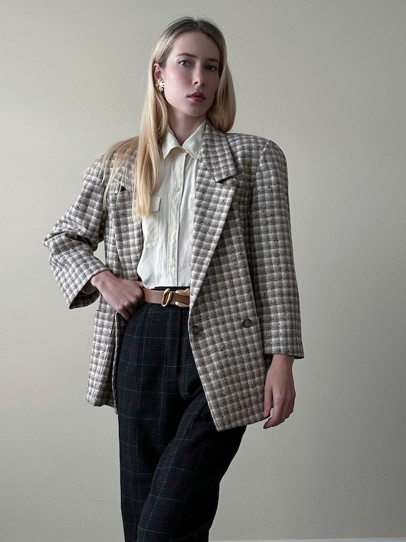 Beige plaid best sale blazer