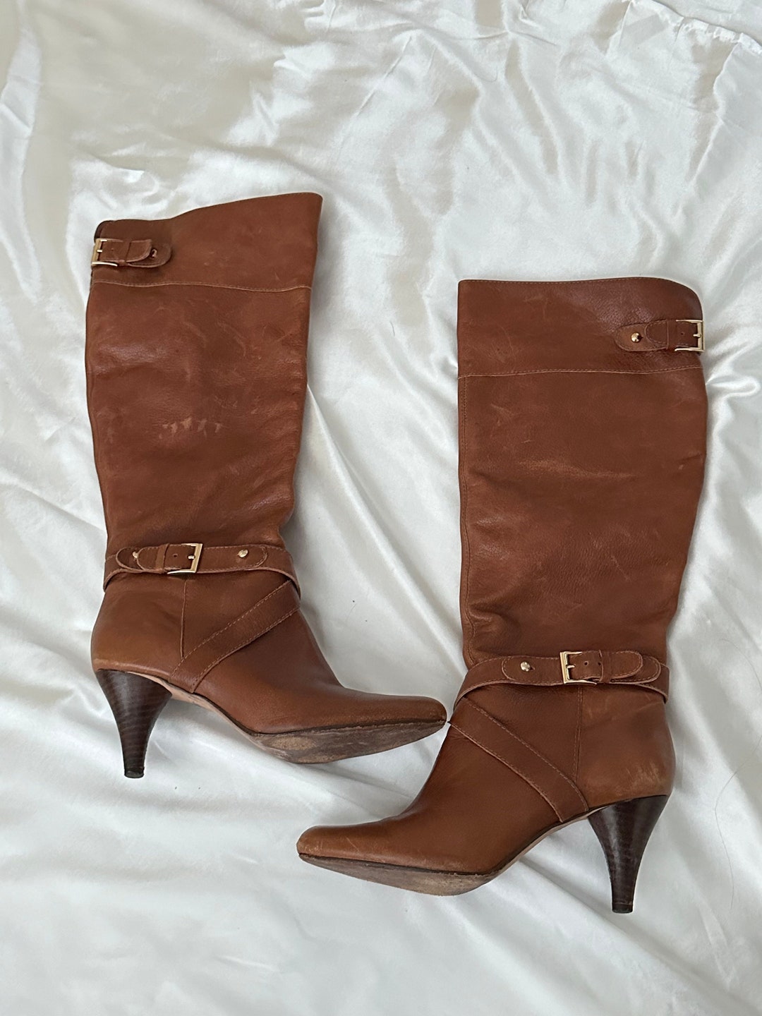 Vintage Brown Leather Knee High Boots, Size 7.5 - Etsy