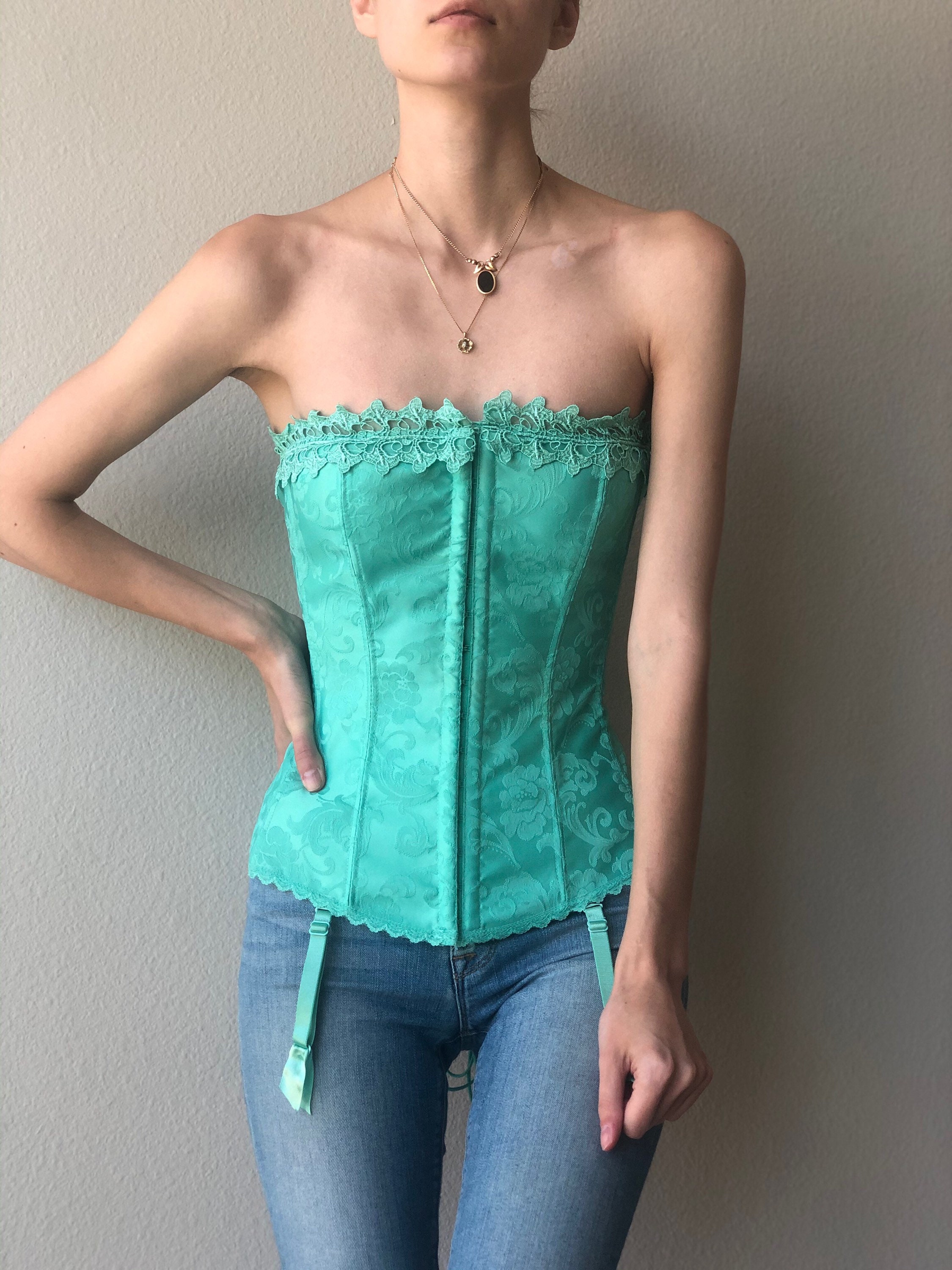 Mint green corset cheap