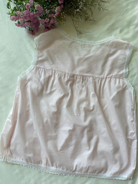 Vintage 60s light pink cotton pajamas set, top an… - image 3