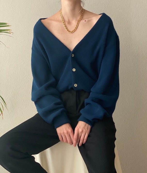 Vintage Dior navy blue cardigan sweater, size L La