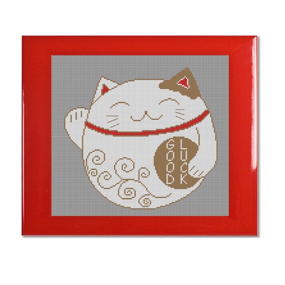 French Cross Stitch Pattern Lucky Cat Maneki Neko Etsy French Cross Stitch Pattern Lucky Cat Maneki Neko Etsy