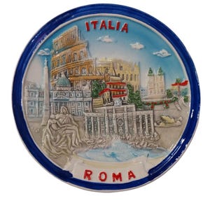 Rome Ceramic Plate Relief Handmade Souvenir Made in Italy