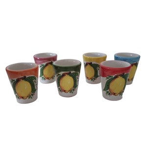 Copas de licor Limoncello Napoli, café de cerámica hecho a mano, 6 piezas de colores mezclados