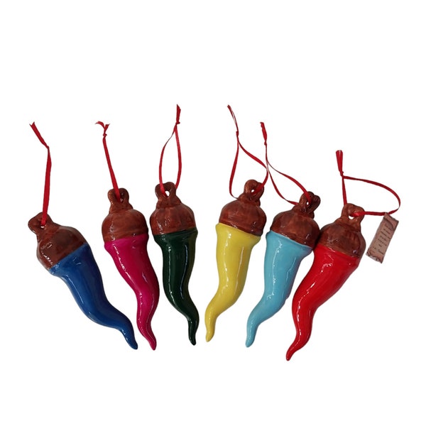 Lucky Horn Ceramic Lucky Horn to hang in various colors Handmade (6 assorted colors) Italian artisan