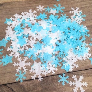 Blue & White Snowflake sprinkles PRECUT Edible Cake Toppers Disney Frozen Party Christmas