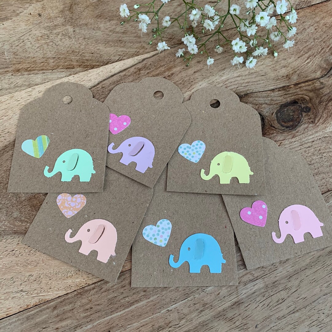 10 Handmade Elephant Gift Tags Rustic Christening Labels Birthday Gift