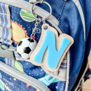 3D lettre sac à dos sport football nom étiquette acrylique porte-clés bagages enfants boîte à lunch sac à couches accessoire