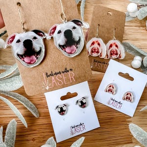 Personalized Pet Earrings, Animal Lover, Custom Pet, Pet Memorial, Stocking Stuffers for mom, Christmas Gift for Dog Mom, New Puppy Gift