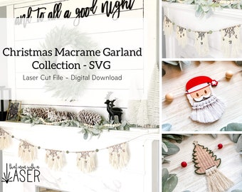 Weihnachten Makramee Girlande Collection SVG - Digital Cut File - Laser Cut File