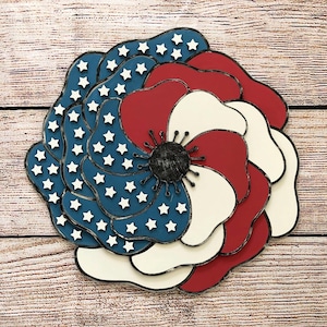 Patriotic Floral Door Hanger Lasercut DIGITAL FILE image 1