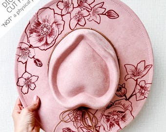 Whispers of Jasmine Hutdatei – Gardenien Blumenmuster | Laser Hat Brennendes Design, Hut Lasergravur Vorlage, digitaler Download SVG